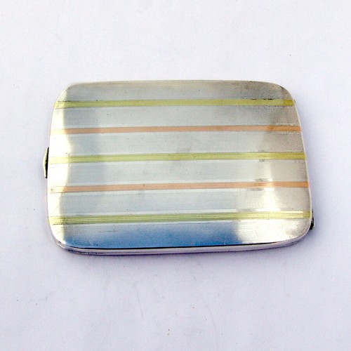 Cigarette Case Watrous Sterling Silver 14K Green Rose Gold Mono CFC - 第 2/4 張圖片