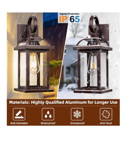Oil Rubbed Bronze Outdoor Light Hardwired Wall Lantern Sconce (2-Pack) IP65 - Picture 2 of 9