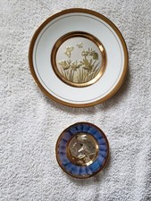 Chokin Plates - One 8" & one 4" decorative plates 24 carat gold edged