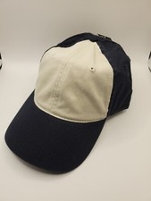 Unisex Plain Navy Blue/Beige One Size Adjustable Strap Back Hat NWT