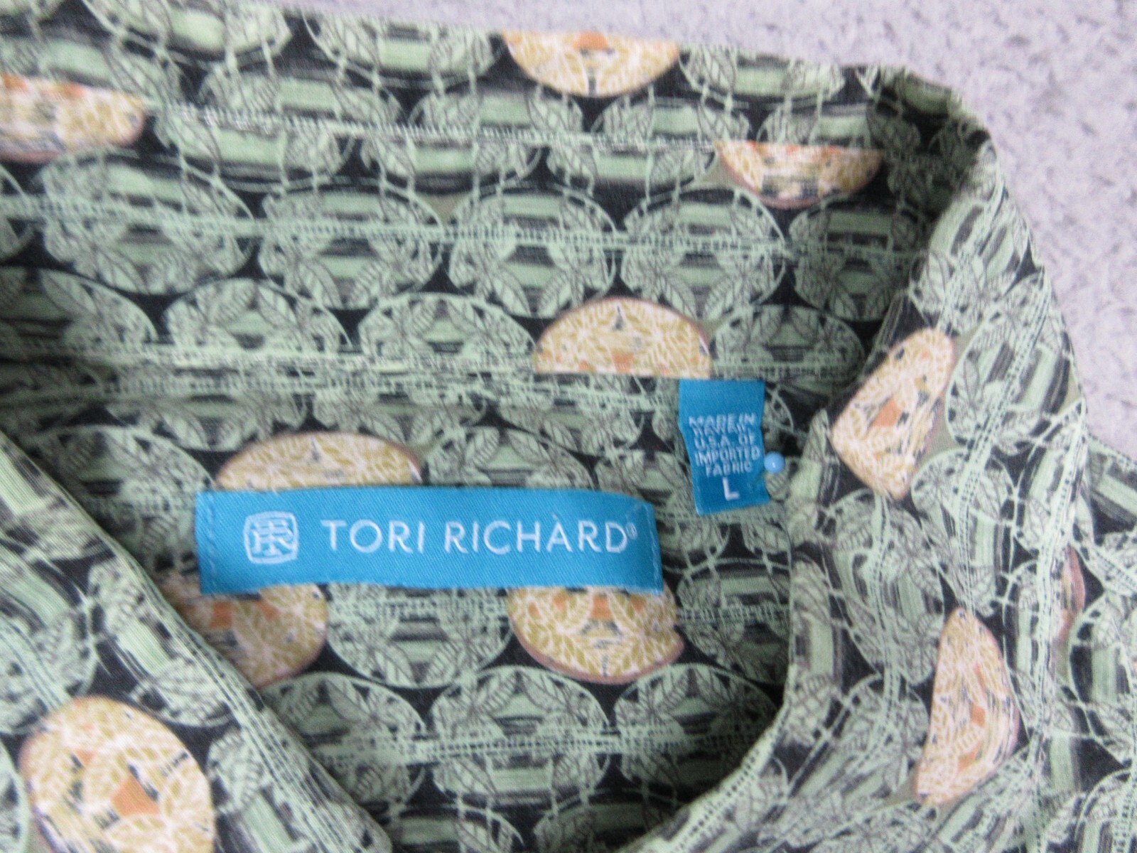 Tori Richard Shirt Mens Large Green Floral Button… - image 4