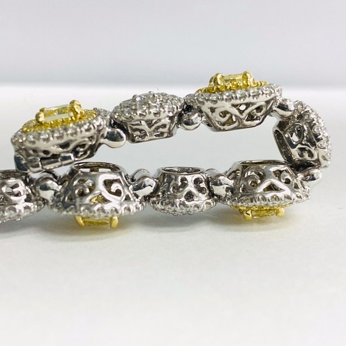 9 CT Luxury Cushion Fancy Light Yellow Diamond Women's Bracelet 14k White Gold - Picture 8 of 9