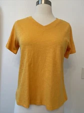 EILEEN FISHER V-NECK TEE TOP 100% ORGANIC COTTON SHORT SLEEVE MANGO XXS NWT