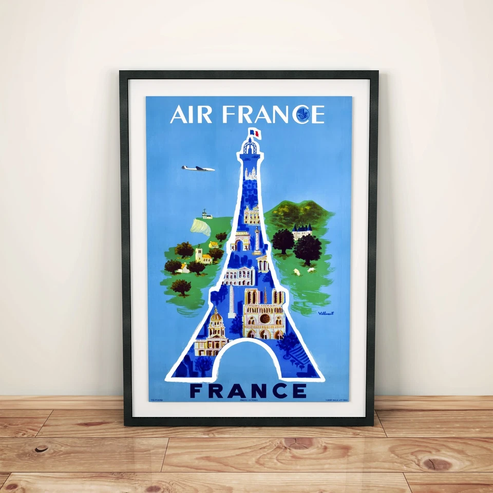 Póster de viaje VILLEMOT Bernard - Air France 1952 arte de pared impresión de póster Foto 4 de 4