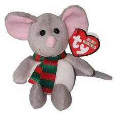 Ty Holiday Baby Beanie TINSEL Mouse 4.5" NEW MWMTs Ornament Plush Stuffed Toy