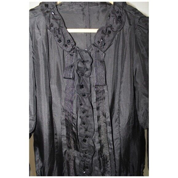 TeleGraph Black Silk Blouse Neo Victorian Size Sm… - image 10
