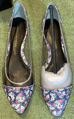 REBECCA MINKOFF WOMEN'S CLEAR VNYL/ MULTI-FLORAL PRINT LEATHER FLAT SHOES US 7M