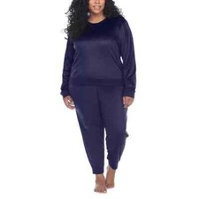 NEW Womens Honeydew Velour Super Soft Fleece 2 Piece Lounge Set, MEDIUM, Blue