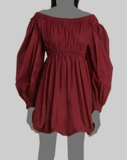 $395 Ulla Johnson Women's Red Martine Long-Sleeve Ballet Neck Mini Dress Size 0