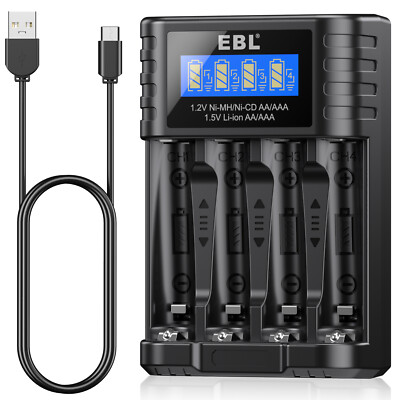 4 Slots LCD Akkus Ladegerät USB Charger für Lithium Batterie ladegerät AA AAA