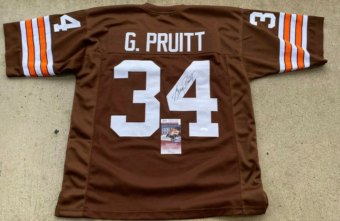 Nick Chubb Autographed Signed Cleveland Browns Greg Pruitt Pro Custom Style Brown Jersey JSA COA 