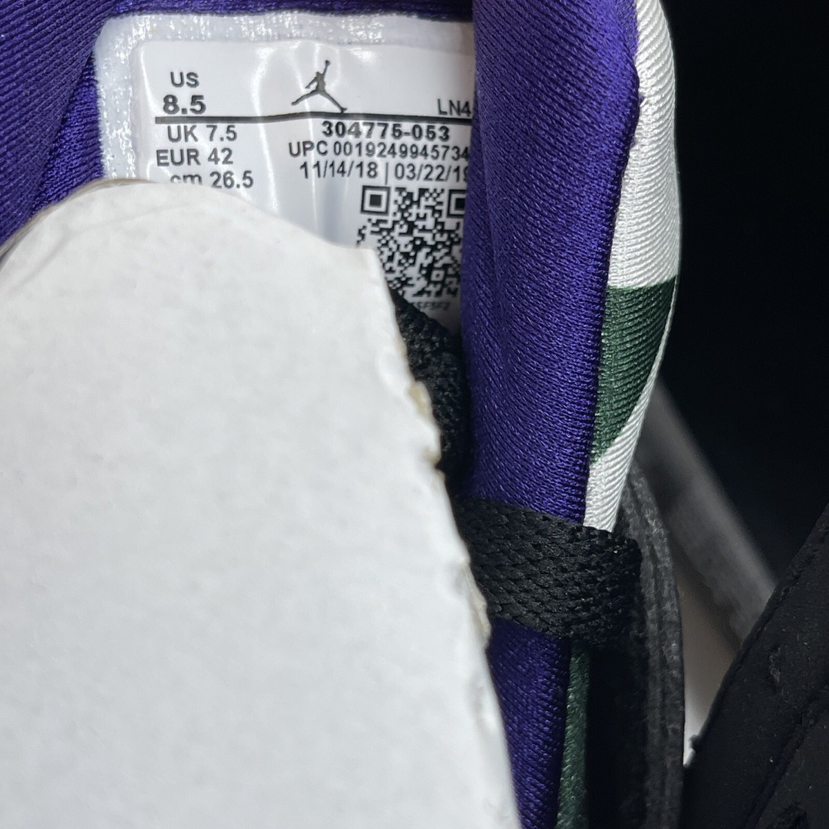 Size 8.5 - Air Jordan 7 Retro PE Ray Allen Purple Grey Black Size 8.5 - Air Jordan 7 Retro PE Ray Allen Purple Grey Black