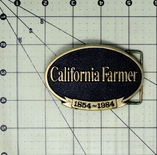 California Farmer Belt Buckle Farm Magazine 1854 1984 Brass Vtg Jadco .QRT409 - Picture 3 of 9