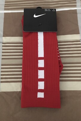Nike ELITE CREW TEAM Basketball Socks Size M (6-8) Men s New With Tags Red/White