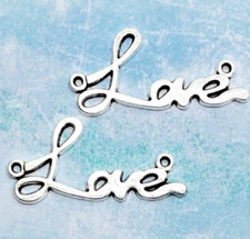 Lot 250 pieces - Antique Silver Word "Love" Charms Pendants Connector B fs