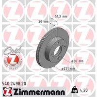 Zimmermann 2X Bremsscheibe Vorne Ø231 Mm InnenbelüFtet FüR Suzuki Alto GF 1.0