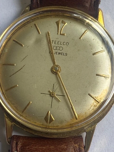 STEELCO Segundo Lateral Cuerda Manual Flatmaster Hecho en Suiza 1 Reloj De Colección Funcionamiento Foto 4 de 4