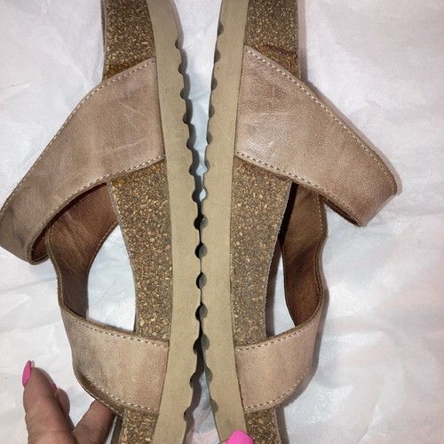 Taos Lola Leather Toe Loop Slide Sandals Shoes Size US 5.5-6 EU 36 Made Portugal - Picture 2 of 19