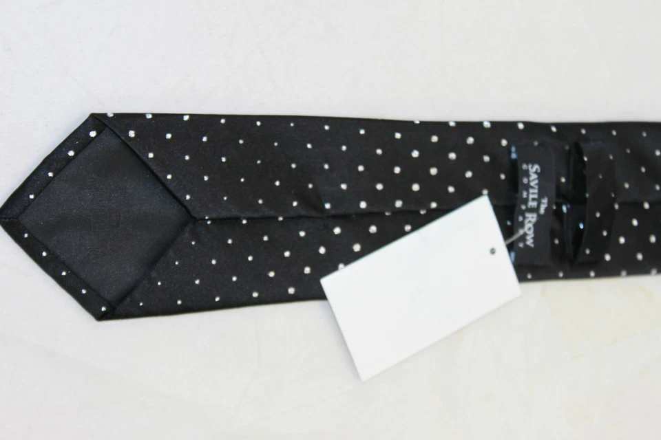 Corbata Saville Row Co para hombre negra Quentin punto metálico mezcla seda Foto 3 de 3