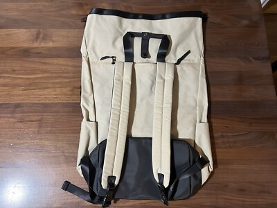 Aime Leon Dore Nylon Unisphere Logo Patch Backpack Beige Book Bag
