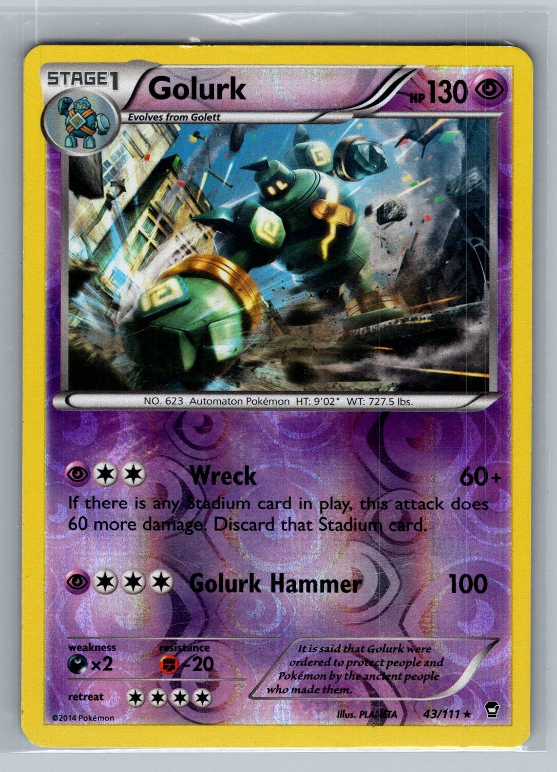 POKEMON GOLURK 43/111 REVERSE HOLO RARE NM