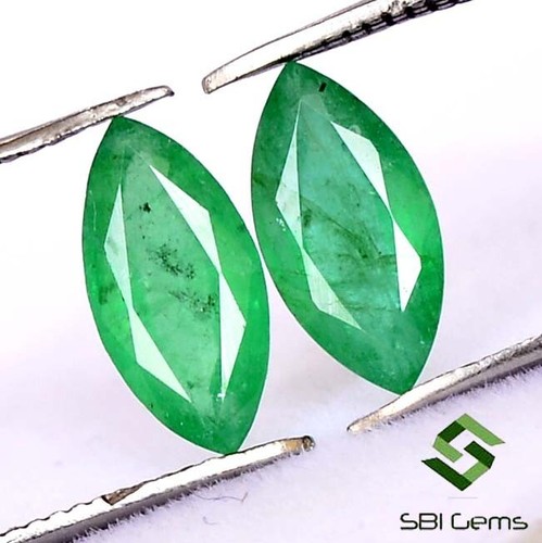 10x5 mm Certified Natural Emerald Marquise Cut Pair 2.09 CTS Loose Gemstones - Picture 5 of 6
