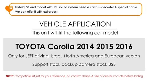 For Toyota Corolla Ralink 2013-2016 GPS Android CarPlay Car Radio Stereo Player - Picture 13 of 30
