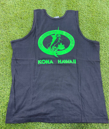 Vintage Kona Hawaii Billfish Fishing Tournament Men's Black Beach Tank Top