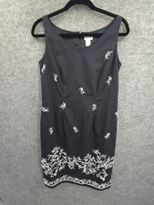 Ann Taylor Loft Dress Womens 6 Sleeveless Lined Embroidered Knee Length Blue NWT