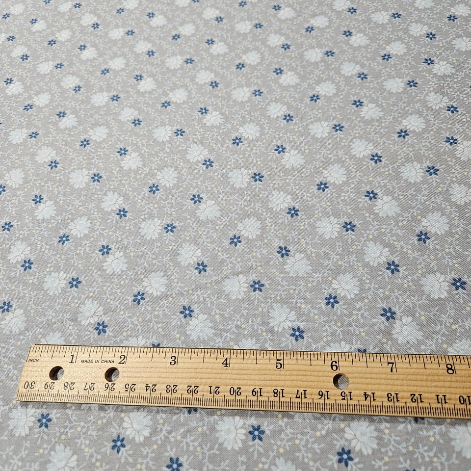 Pointe Pleasant BTY Nancy Rink Marcus Brothers Civil War Blue Floral on Gray - Image 3 of 3