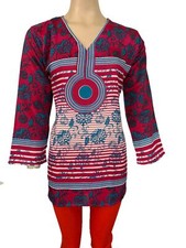 Women  s Printed Long Sleeves 100 Cotton Kurti Tunic tops   1033-L
