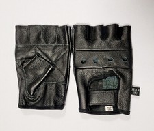 MFH Lederhandschuhe ohne Finger Belüftungslöcher "Deluxe" schwarz Gr. S - XXL