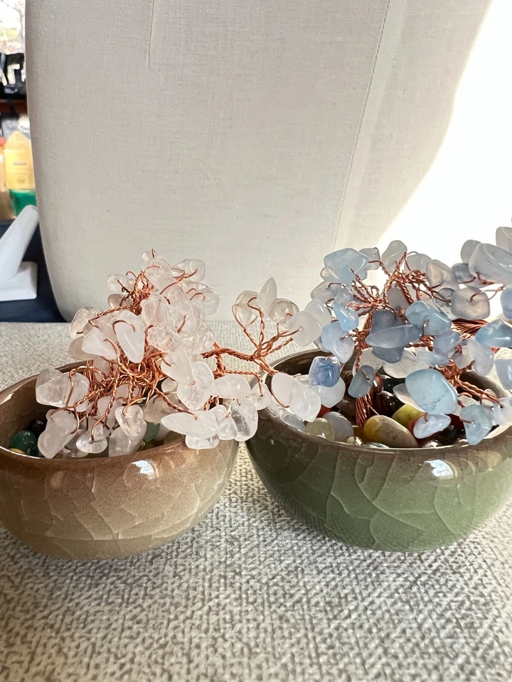 Árbol bonsai de piedras preciosas artesanales cristal Feng Shui decoración árbol de energía curativa Foto 3 de 4