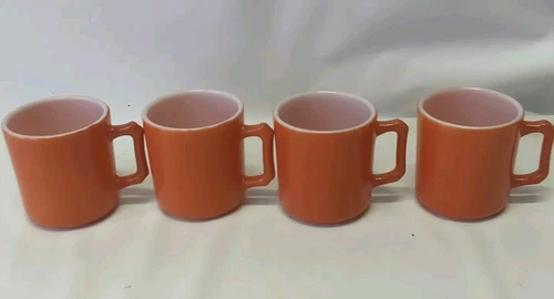 Hazel Atlas Milk Glass Coffee Mug 4 Burnt Orange