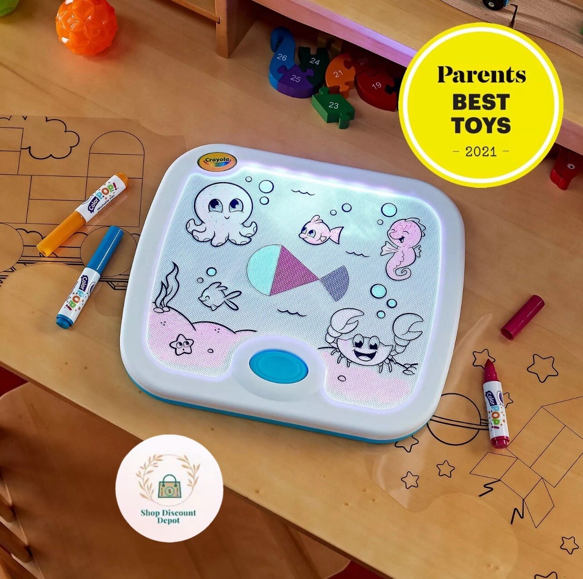 CRAYOLA 12 Color Light Up Drawing Board Colorful Toy 811482 for