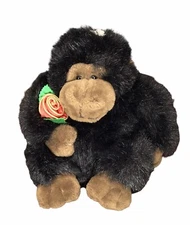 Vintage Dan Dee Gorilla Monkey Ape Plush Stuffed Animal Toy w Rose Soft Cuddly