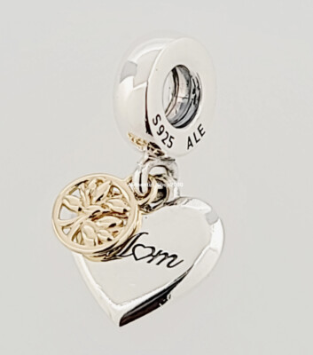 100% Authentic PANDORA 14k Gold 925 Family Tree & Mom Heart Charm