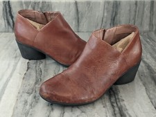 Dansko Raina Burnished Brown Leather Ankle Booties Side Zip Size 39 US Sz 8.5-9