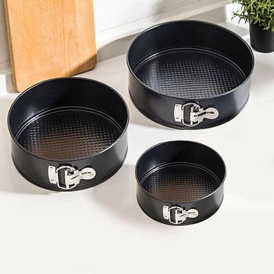 3er Set Runde Form Pfanne Dose Zum Selbermachen Kuchenform Backen Käse Brot Tablett Antihaftbeschichtet