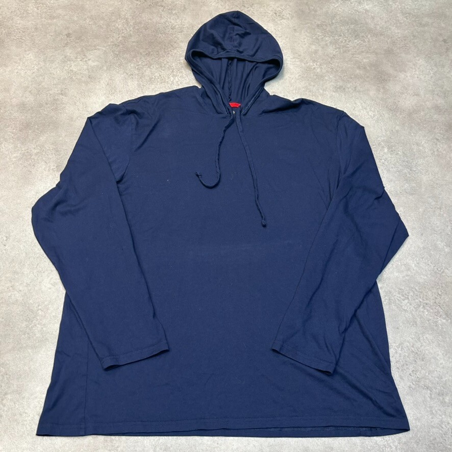 Ralph Lauren Polo Felpa con Cappuccio Uomo XL Y2K Small Pony Pull Over Felpa Blu