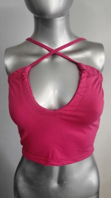 Missguided Neckholder Streifen Crop Top Rosa Sommer Strand Urlaub Ärmellos