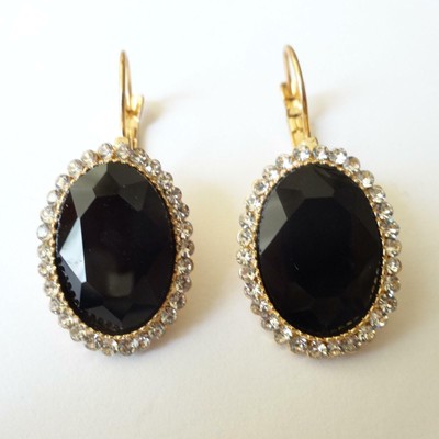 Woman Earrings Gold Tone With Simulated Black Onyx Oval And White Zircons 1 Dd Ebay Woman Earrings Gold Tone With Simulated Black Onyx Oval And White Zircons 1 Dd Ebay