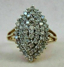 2Ct Round Cut Lab Created Diamond 14K Yellow Gold Cluster Engagement FN Ring