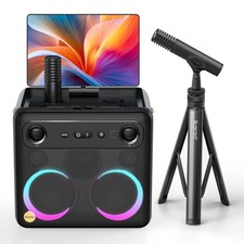Ikarao Karaoke Machine w/ Mic Stand - Portable Bluetooth Speaker Party System