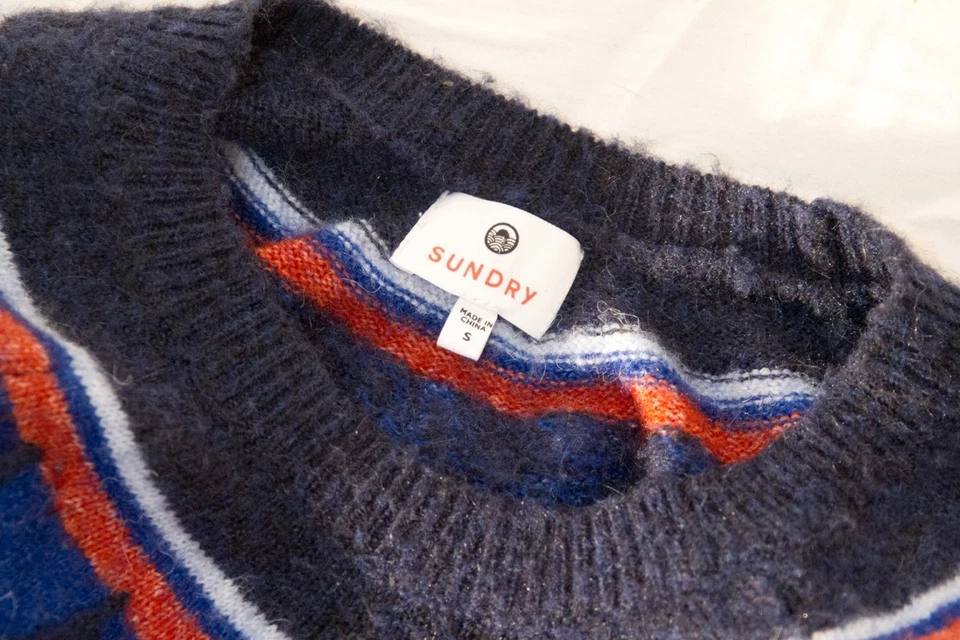 Разные Anthropologie пушистый Fair Isle свитер Nordic воздушный шар рукав темно-синий S - Изображение 3 из 4