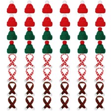 Mini Knit Hat and Scarf Set 48 PCS Tiny Santa Hats for Crafts Ornaments Red
