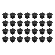 28Pcs Square Plastic Plugs 13 x 13mm PE Pipe Tubing End Caps for Tube Black