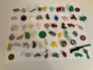 Vintage LOT of 54 Gumball PRIZE CHARMS Clean All Have LOOPS See FRONT and BACK