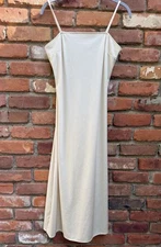 Jeri Modes New York Lord Taylor Vintage 70s Slip Sheath Cream Dress Sz 8 Glam