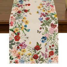 Spring Summer Plants Floral Butterfly Table Runner 13x72 Inch Seasonal Floral Ki